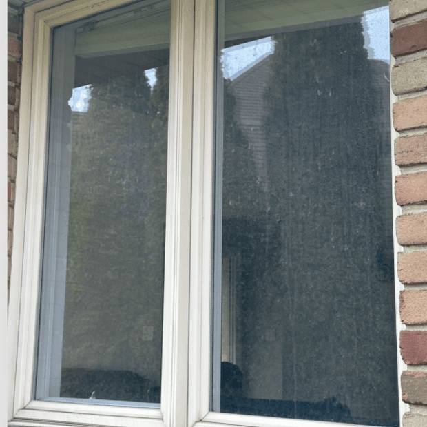 Before window cleaning - dirty and streaked windows